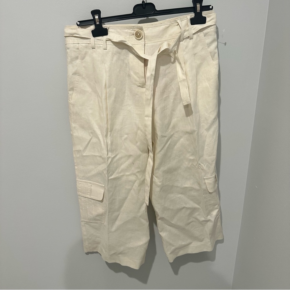 NWT Cynthia Steffe Linen Capri Length Cargo Pants - size 8